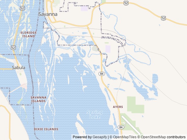 Map of Seven Eagles Resort & Campground location at Savanna, IL, United States