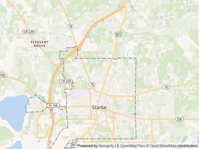 Map of Bradford Motel and Campground location at Starke, FL, United States