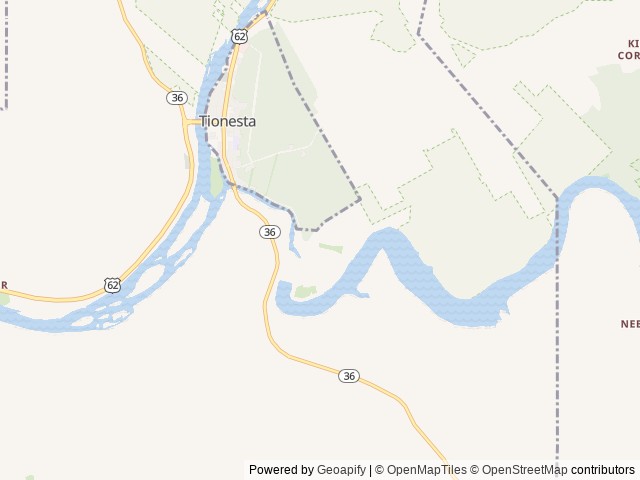 Map of Outflow Recreation Area (PA) location at Tionesta, PA, United States