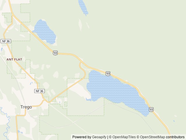 Map of North Dickey Lake location at Eureka, MT, United States