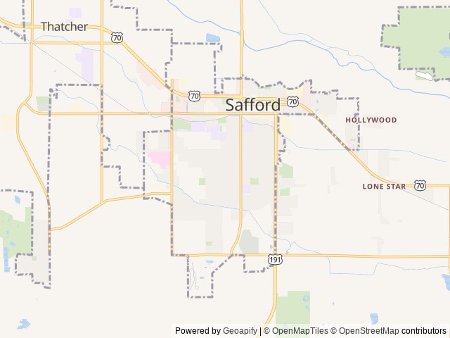 Map of Gray Ghost RV location at Safford, AZ, United States