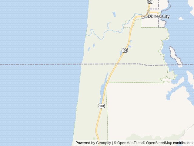 Map of Carter Lake location at Reedsport, OR, United States