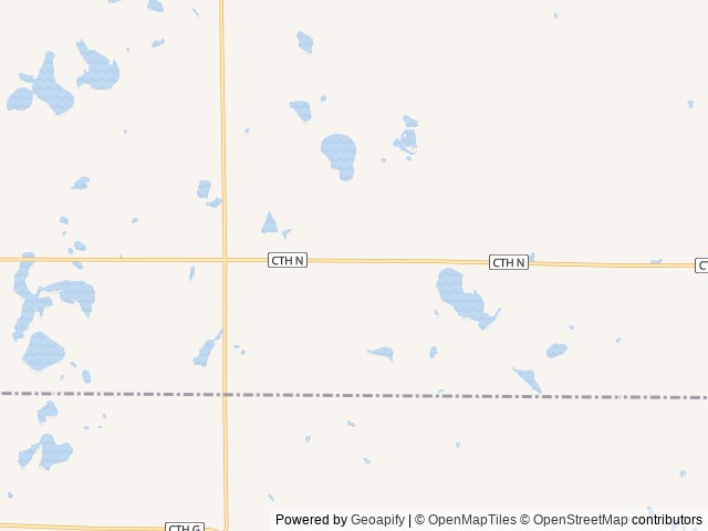 Map of Ponds and Pines RV Park location at Luck, WI, United States