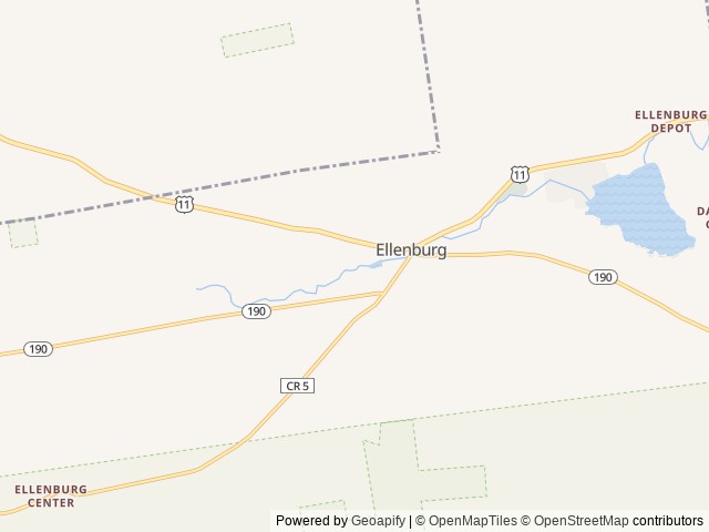 Map of Ranch Side Park Campground location at Ellenburg, NY, United States
