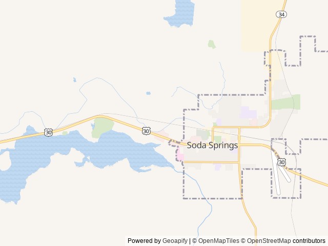 Map of Soda Creek Campground location at Soda Springs, ID, United States