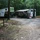 A recreational vehicle set up at Cataloochee Horse Camp