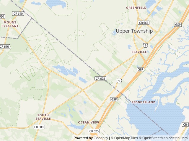 Map of Down The Shore Seasonal Campground location at Ocean View, NJ, United States