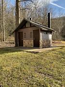 Kuykendall Group site includes a pit toilet with two restrooms