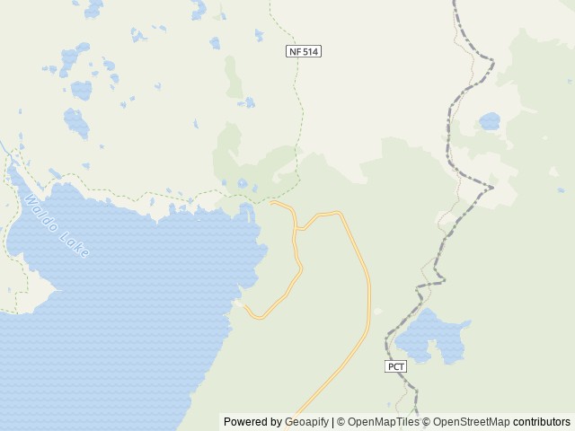 Map of North Waldo location at Oakridge, OR, United States