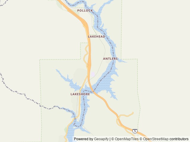 Map of Antlers (Shasta Lake, CA) location at Lakehead, CA, United States