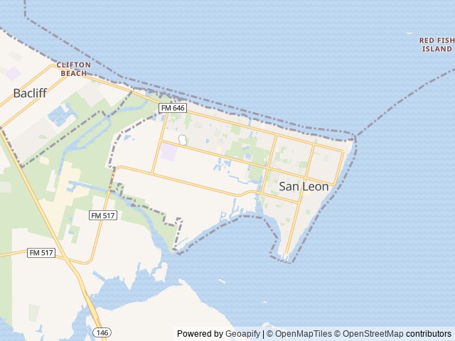 Map of Bay RV Park location at San Leon, TX, United States