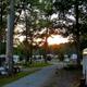 Wide view along a gravel campground lane showing RVs, seasonal sites, utility hookups and trees — good overview of site layout. Image appears on the Yearly Rentals / Yearly Sites page (yearly-sites.html), indicating it depicts the campground grounds.