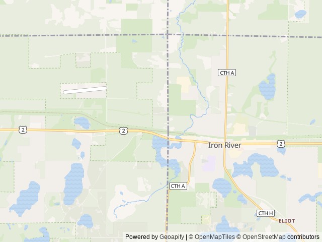 Map of Across The Pond Veterans Park location at Iron River, WI, United States