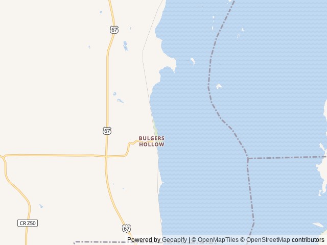 Map of Bulger's Hollow Recreation Area location at Clinton, IA, United States