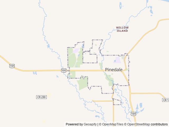 Map of Yellowstone Trail RV Park location at Pinedale, WY, United States