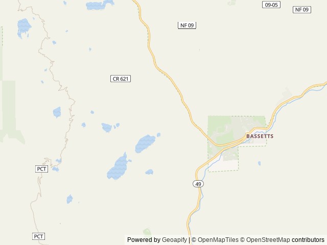 Map of Sardine Lake location at Nevada City, CA, United States