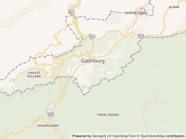 Map of Wander Camp Smoky Mountains location at Gatlinburg, TN, United States