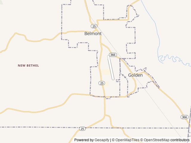 Map of Belmont RV Park location at Belmont, MS, United States