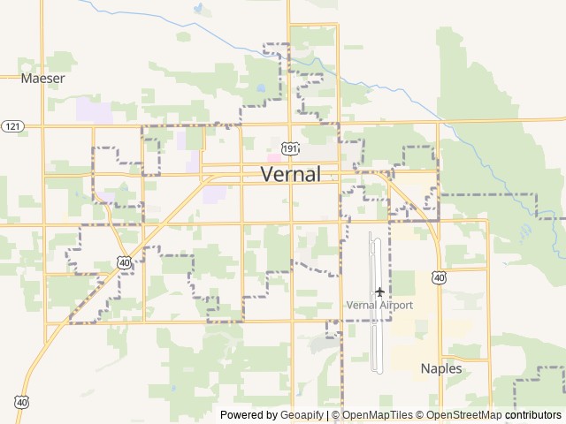 Map of Buckskin Hills location at Vernal, UT, United States