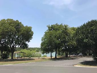Campsite with Waco Lake in background