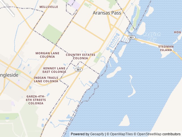 Map of Coastal Cowboy Redfish Bay RV Park location at Aransas Pass, TX, United States
