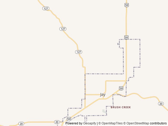 Map of America's Outdoor Adventure Park location at Jay, OK, United States