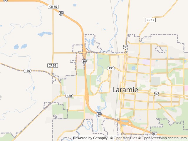 Map of Laramie RV Resort location at Laramie, WY, United States