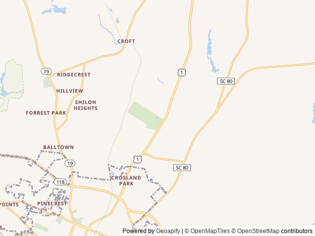 Map of CamperTown RV Park location at Aiken, SC, United States