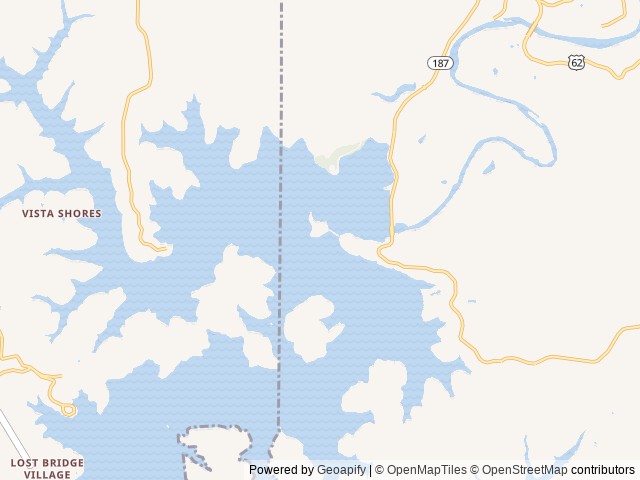 Map of Dam Site Lake Campground location at Eureka Springs, AR, United States