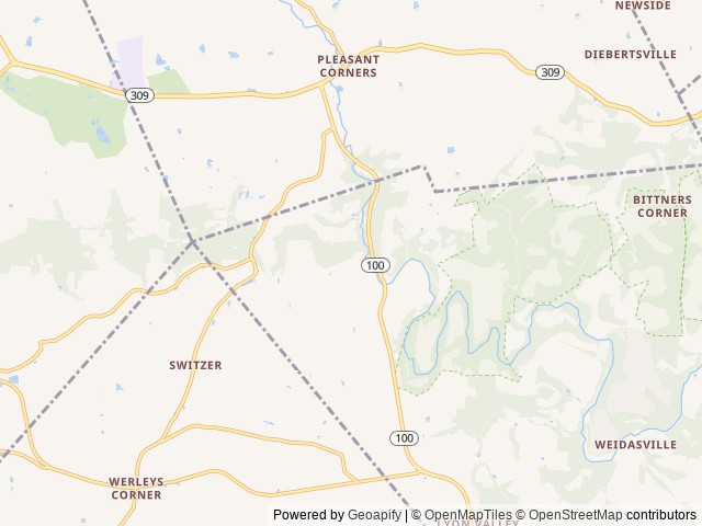 Map of Allentown KOA Journey location at New Tripoli, PA, United States