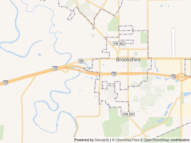 Map of Houston West RV Park location at Brookshire, TX, United States