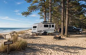 Modern RV w Panoramic Window & Outdoor Kitchen