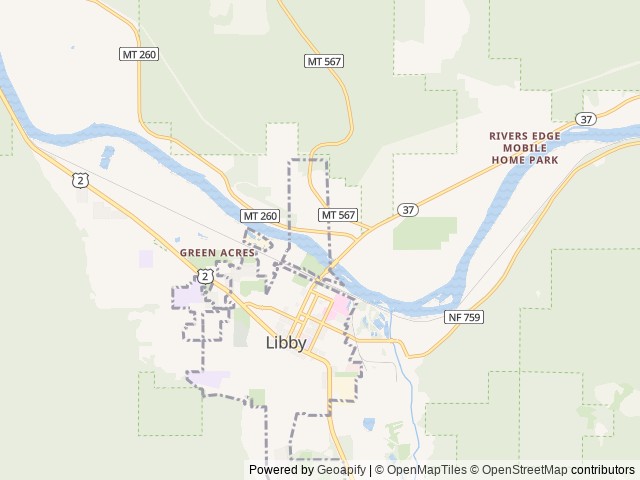 Map of Timber Ridge RV Park & Storage location at Libby, MT, United States
