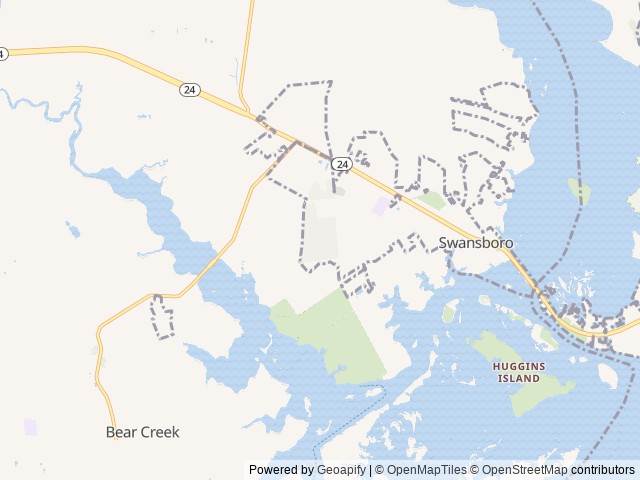 Map for 2021 Coachmen RV Freedom Express Liberty Edition 326BHDSLE near Swansboro, NC