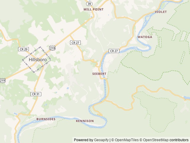Map of The Retreat at Watoga location at Hillsboro, WV, United States