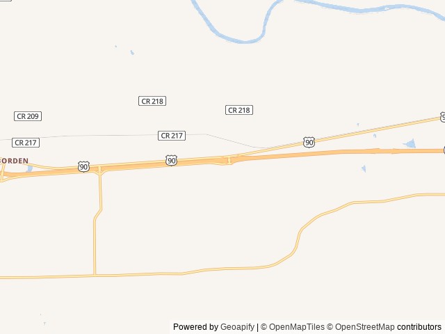 Map of Whispering Oaks RV Park location at Weimar, TX, United States