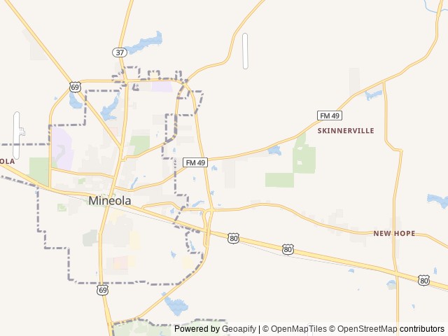 Map of Red Fox RV and Rentals location at Mineola, TX, United States