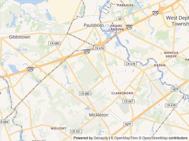 Map of Philadelphia South / Clarksboro KOA Holiday location at Clarksboro, NJ, United States