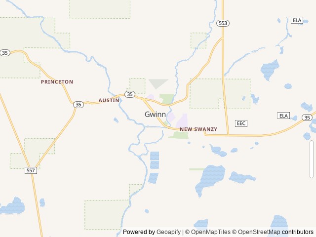 Map of Farquar-Mesta Tourist Park & Campground location at Gwinn, MI, United States