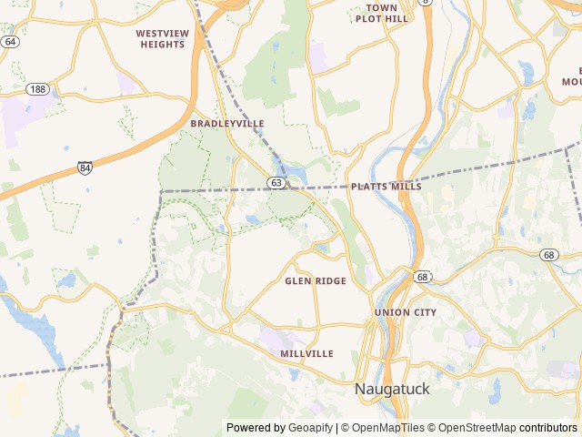 Map of Hop Brook Lake Recreation Area location at Middlebury, CT, United States