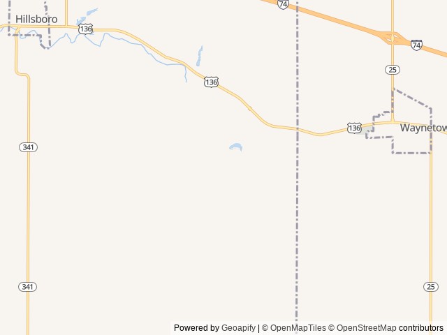 Map of Charlarose Lake & Campground location at Hillsboro, IN, United States