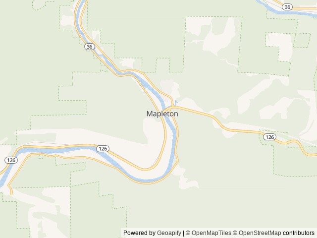 Map of Maple Lane RV Park and Marina location at Mapleton, OR, United States