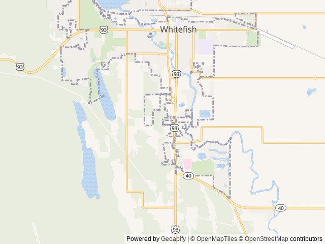 Map of Whitefish RV Park location at Whitefish, MT, United States