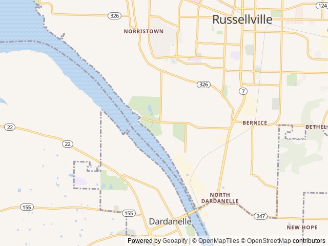 Map of Old Post Road location at Russellville, AR, United States