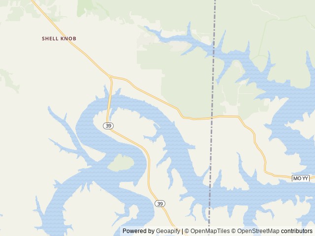 Map of Shell Knob Rec Site Pavilion location at Ava, MO, United States