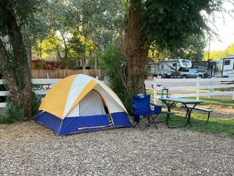 tent set up in campsite