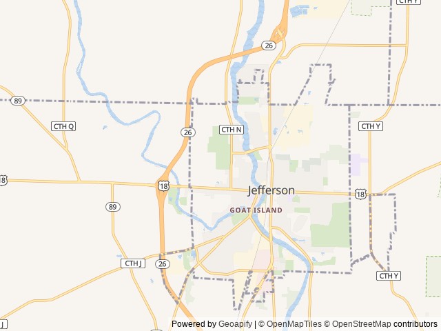 Map of Jefferson County Fair Park location at Jefferson, WI, United States