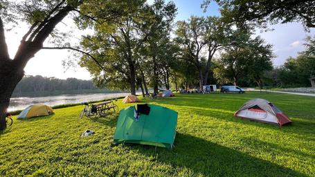 Tent campers along the Mississippi River at Blanchard Island