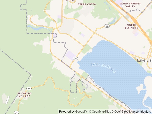 Map of Emerald Bay RV Park location at Lake Elsinore, CA, United States