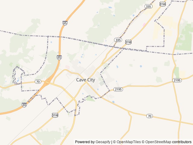 Map of Happy Trails RV Park location at Cave City, KY, United States